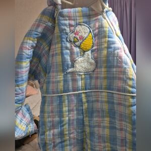 Plaid Baby Snow Suit with Cute Embroidery